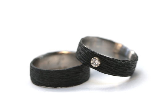 Sarah Graham, Matching Chrome Wedding Bands, Altered Space Gallery