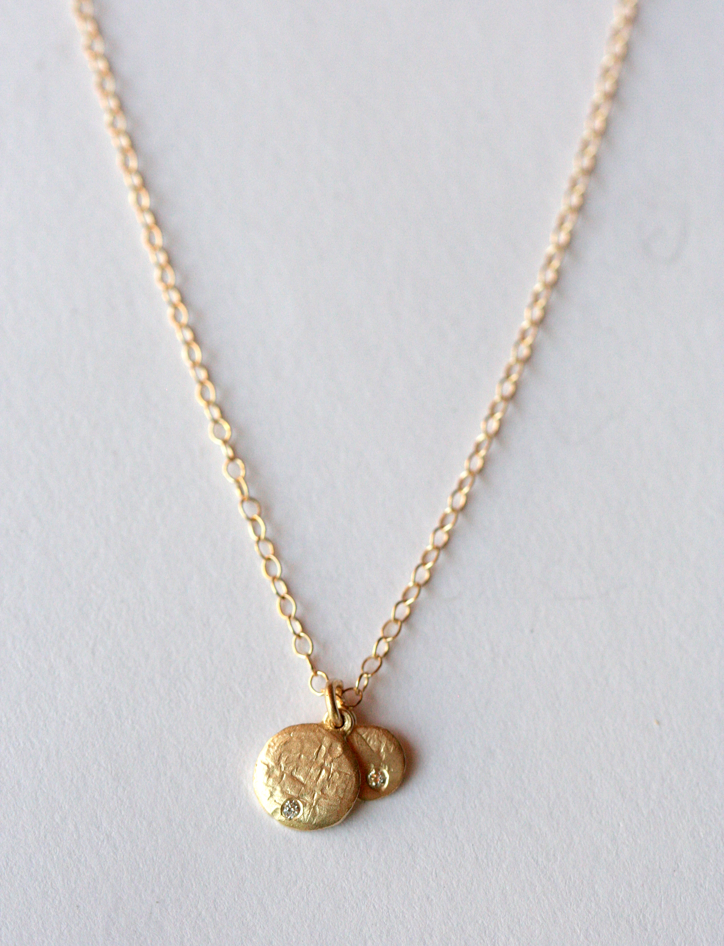 14K Gold 2-Disc Necklace, with Diamonds | los angeles art and jewelry